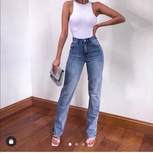 Nasty Gal high waisted jeans with slit